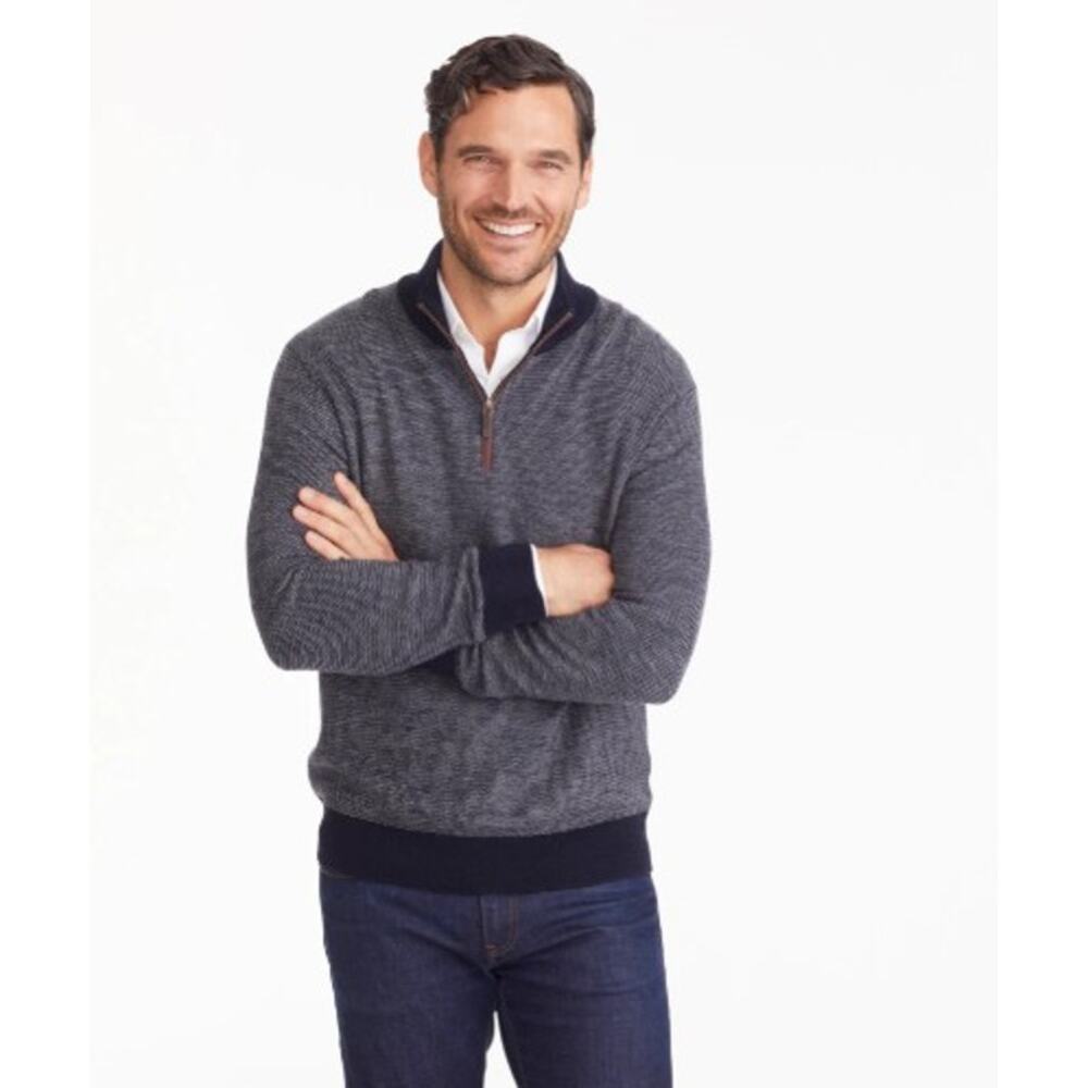 UNTUCKit Belguardo Birdseye Quarter Zip Merino Wool Sweater Men's size Large NWT